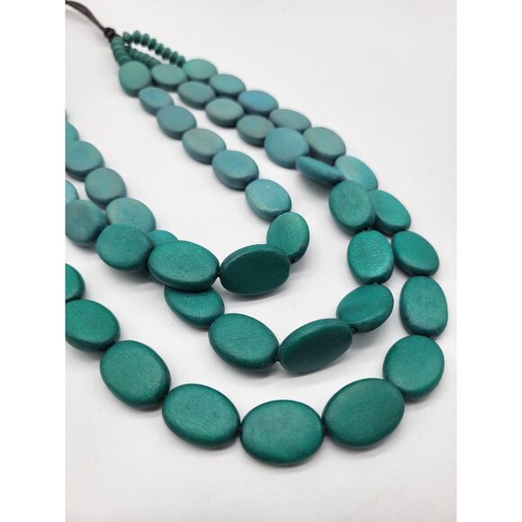 SYLCA DESIGNS Multi Strand Colorful Turquoise Wood Block Adjustable Necklace - Picture 3 of 6